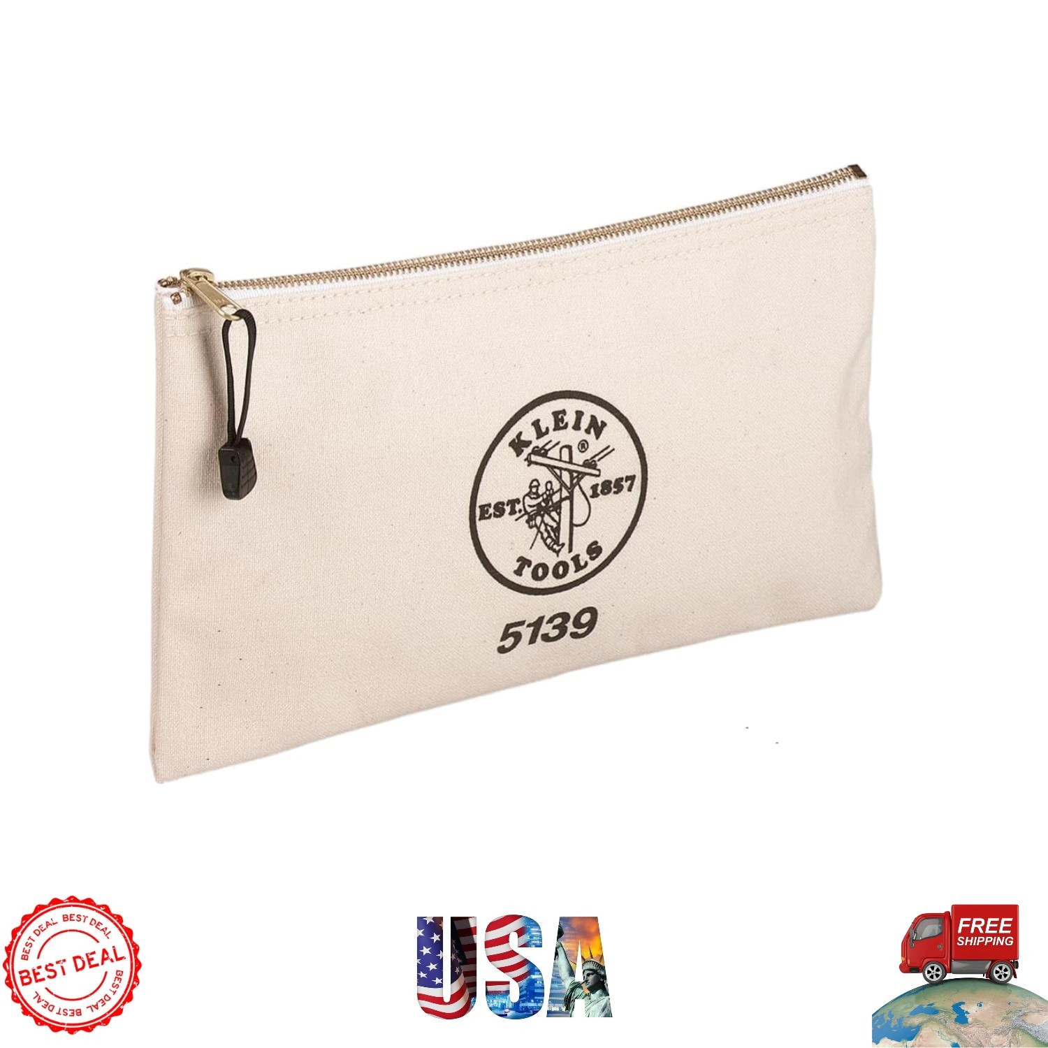 Versatile Heavy Duty Zipper Tool Bag – 12.5″ x 7″ Canvas Pouch for Easy Access