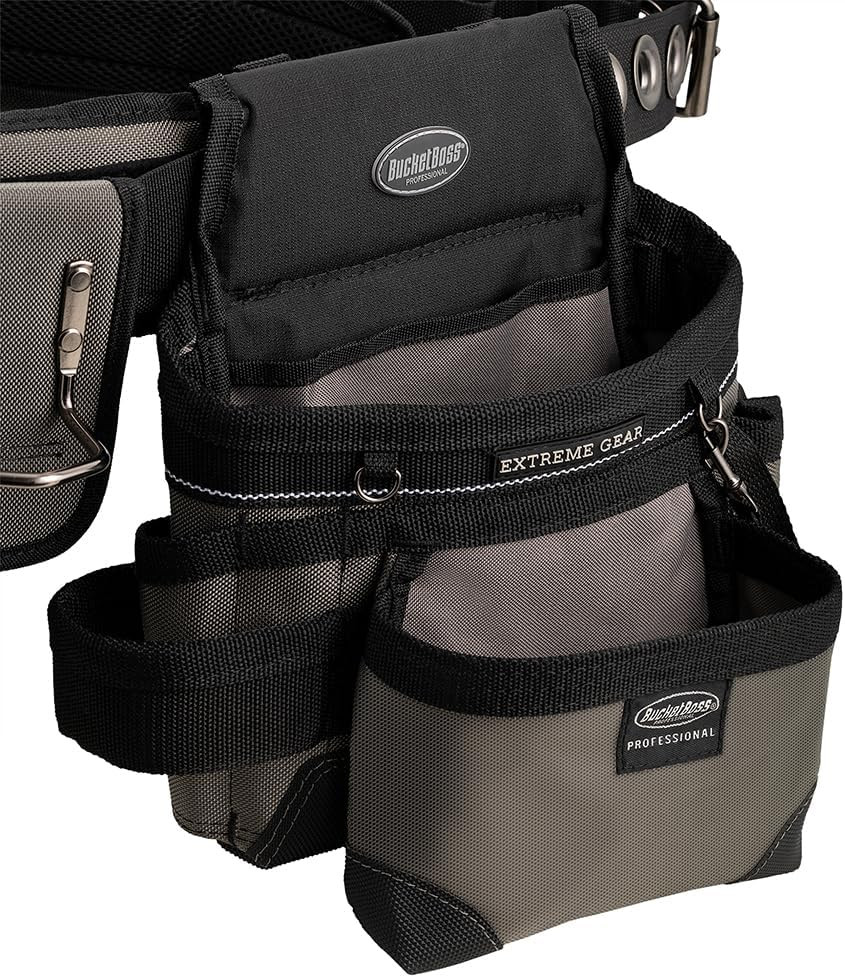 Mullet Buster 3 Bag Tool Belt with Suspenders in Grey, 55135, Black, Full Size