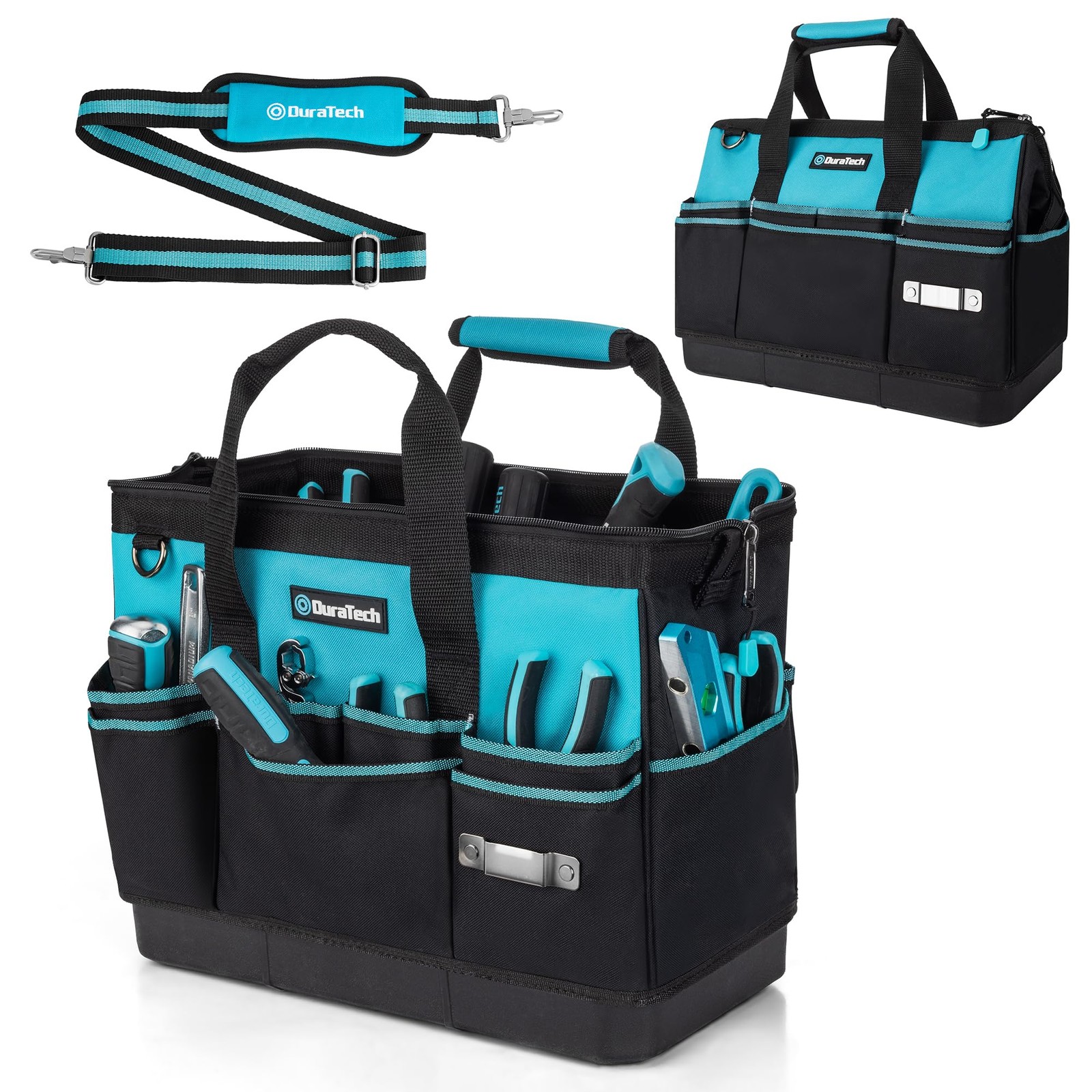DURATECH 16-Inch Heavy Duty Tool Bag with Waterproof Hard 16 Inch, Blue