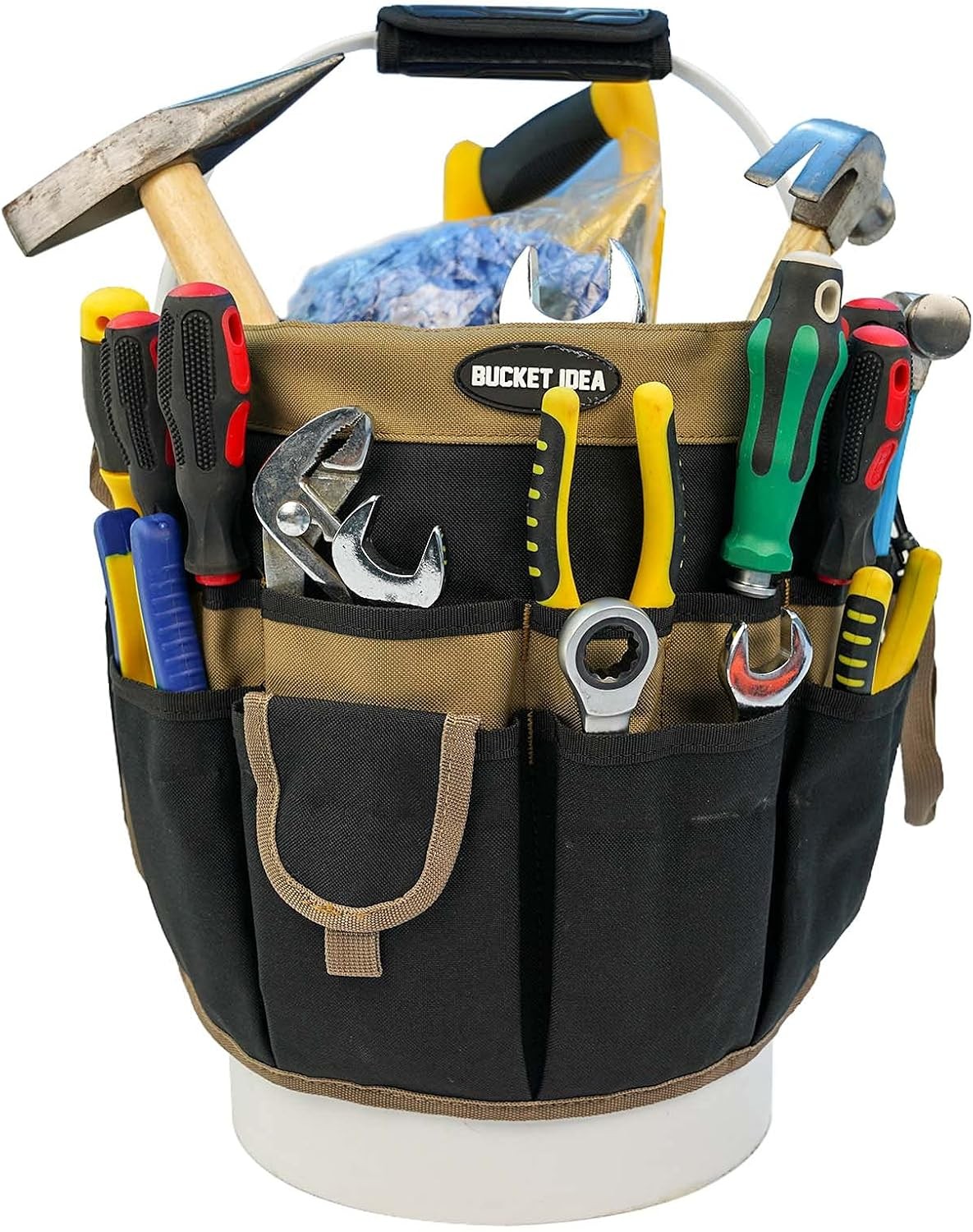 Bucket Tool Organizer W/ 35 Pockets Fits to 3.5-5 Gallon Bucket Red)