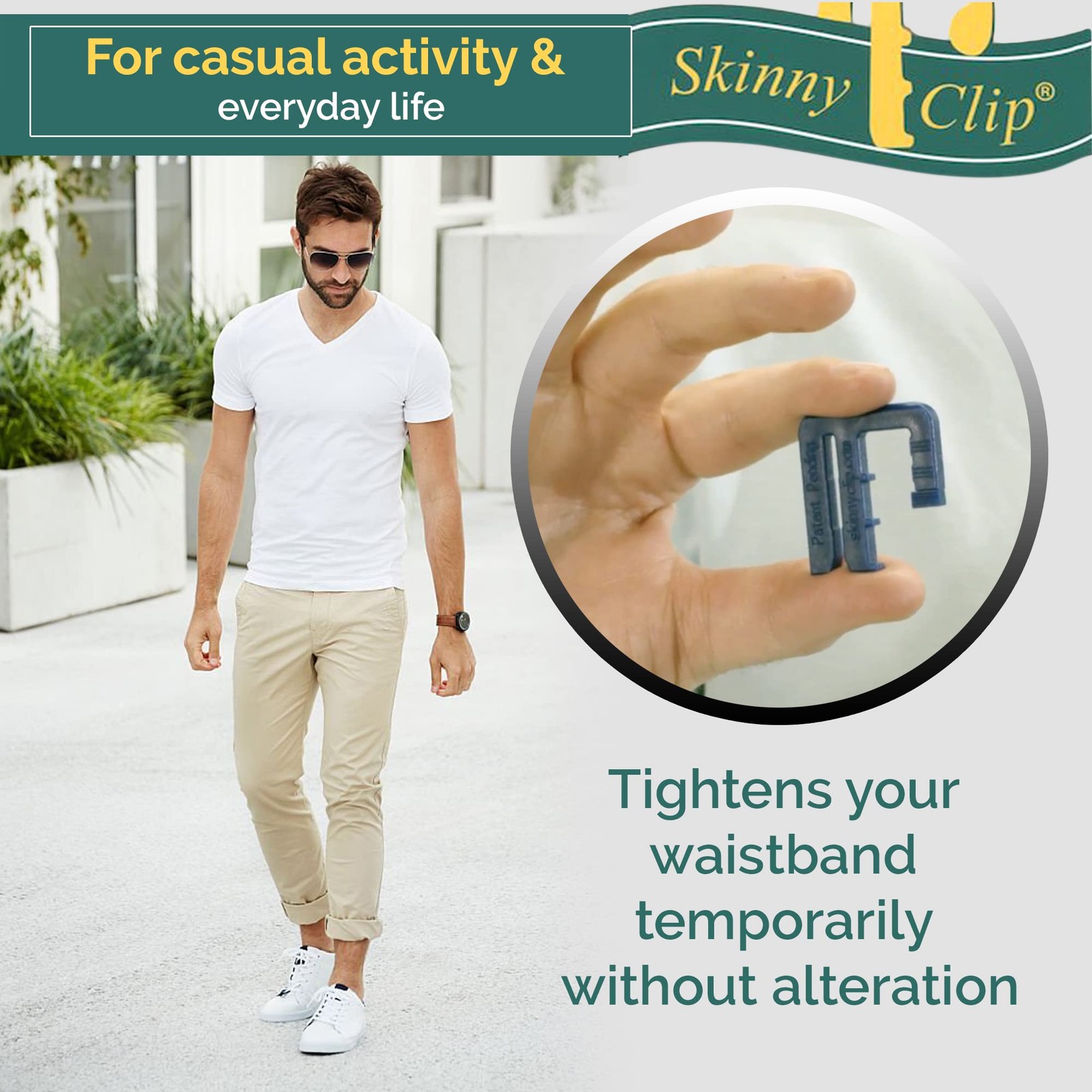 Skinny Clip Waistband Tightener – Replace One Size, Black, White, Khaki, Blue