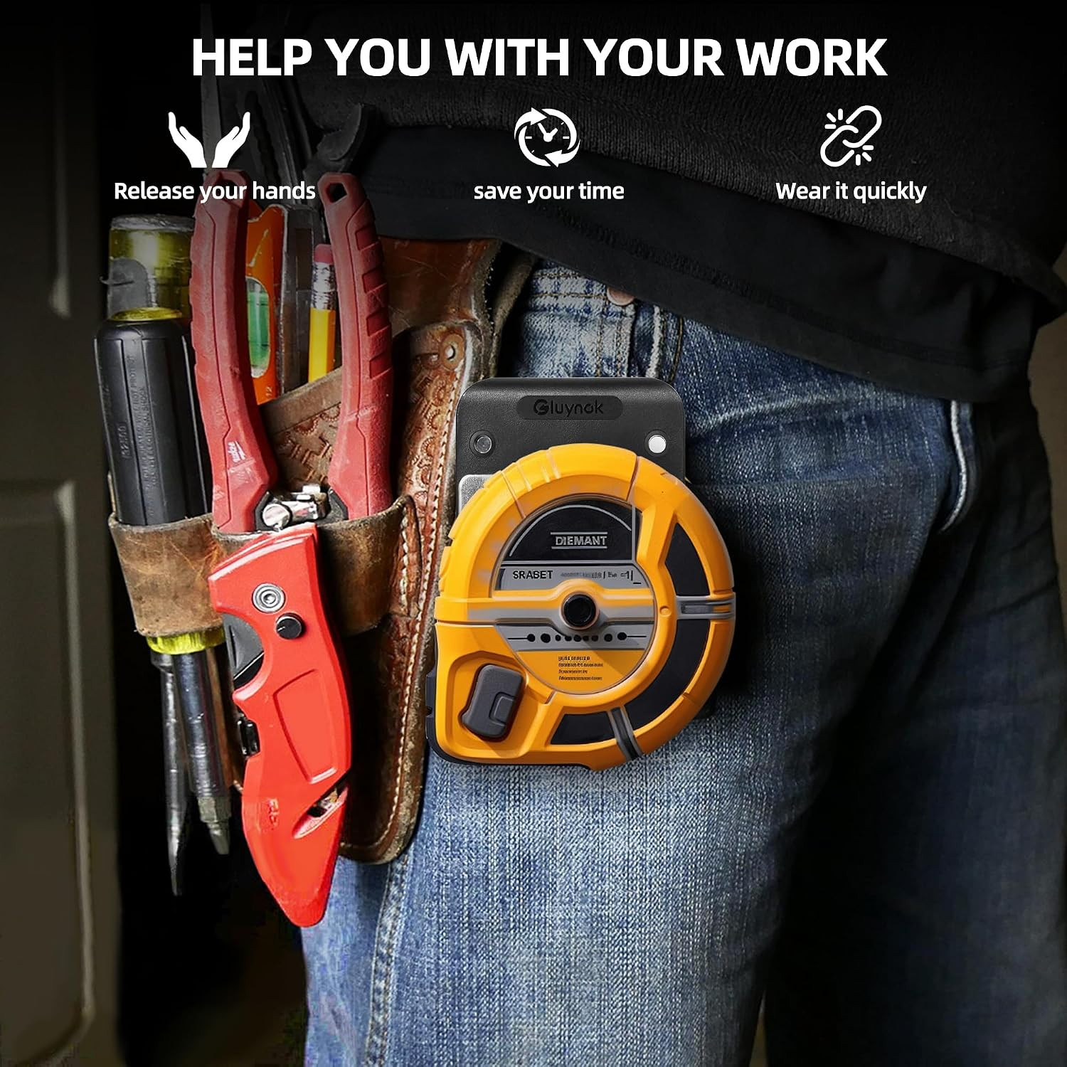 Tape Measure Holder，Drill Holder for Tool Belt-Simple Hook Holster for Cordless