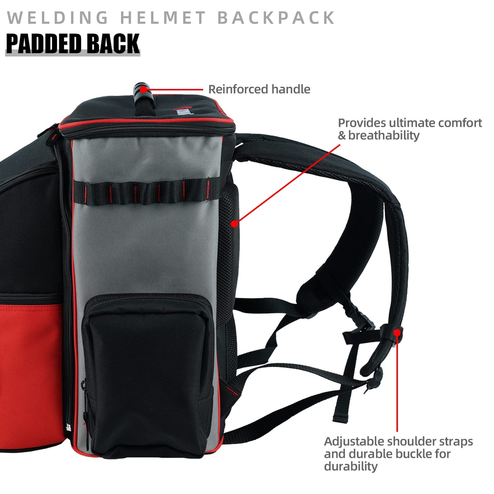 KUNN Welding-Backpack with Detachable Helmet-Bag – Durable Comfortable Tool Back