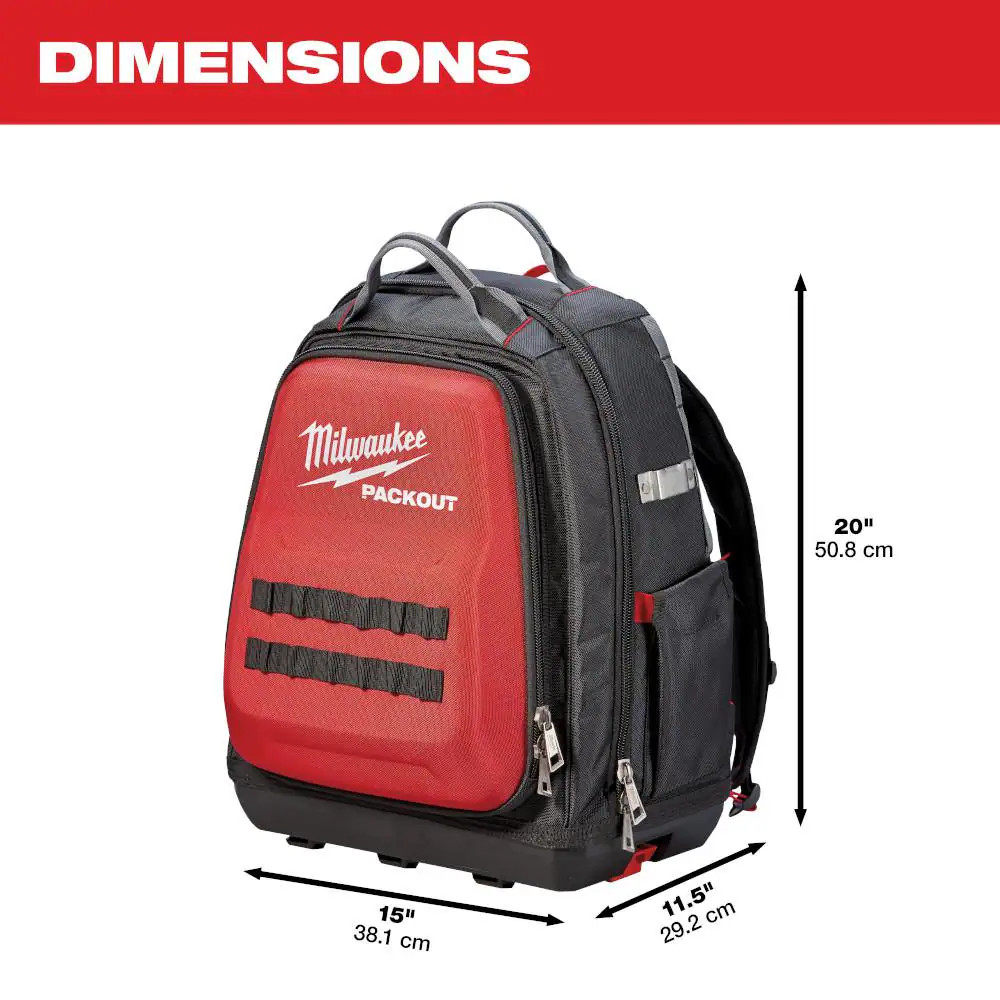 15 In. PACKOUT Tool Backpack with 3-Pack Zipper Tool Bags