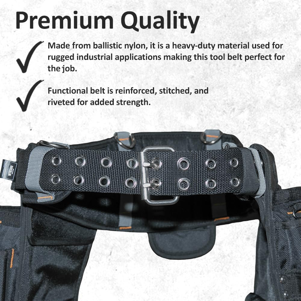 WOLF WTB300 Heavy-Duty Padded Tool Work Belt w/Pouch Bags | Universal Body Waist