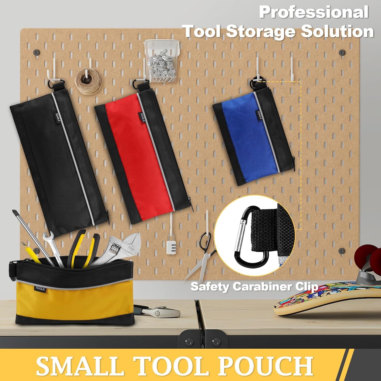 4 Pack Tool Pouch, Small Tool Bag Zipper, 1680D Oxford Waterproof Multipurpose