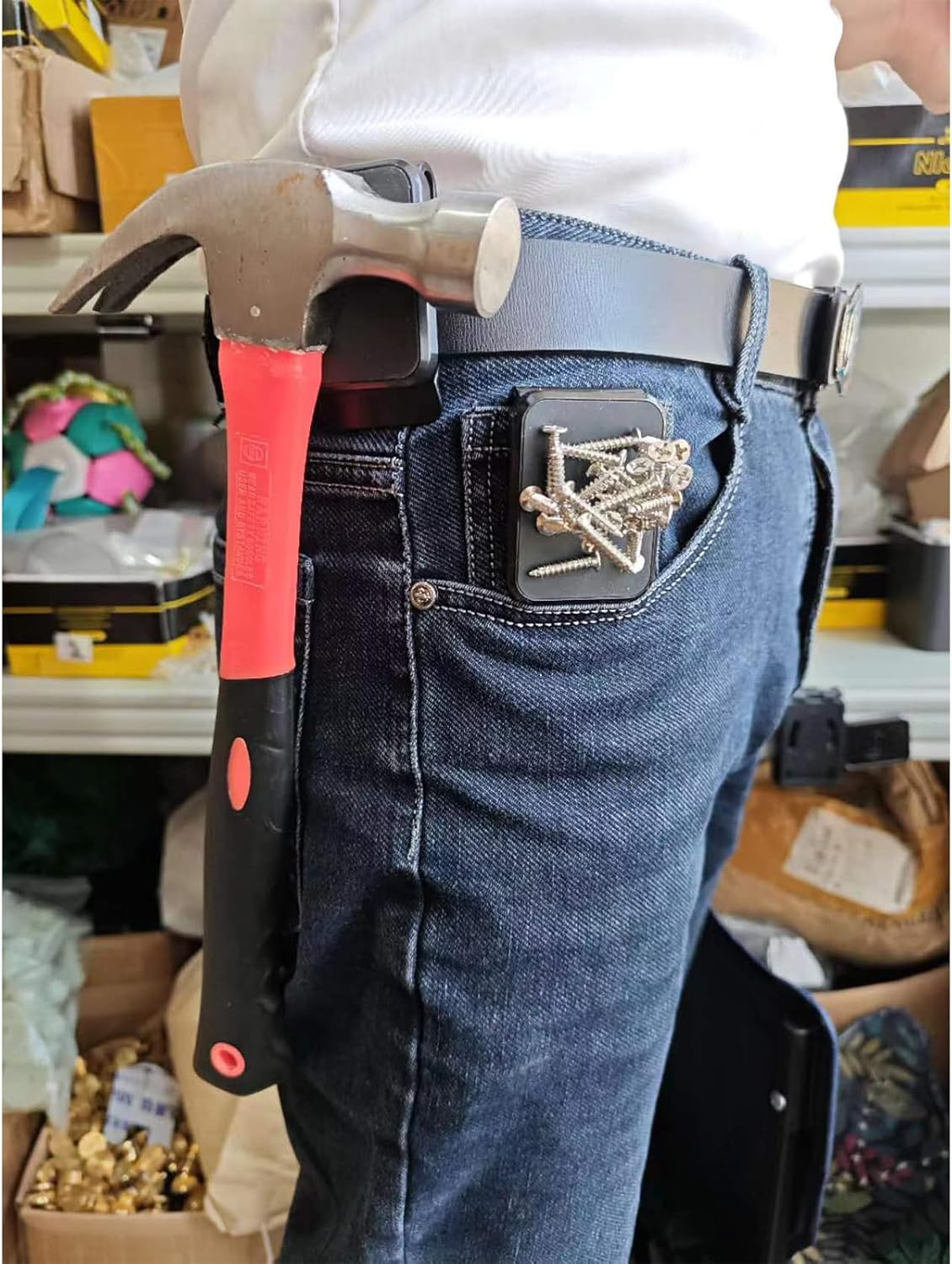 Magnetic Belt Clip Tool Holder for Belt, Strong Tool Belt Magnet, Clip On Magnet