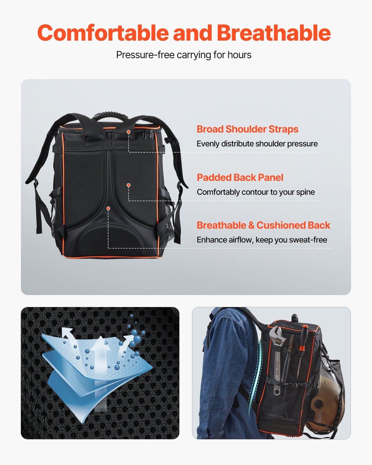 Portable Welder Backpack 35.6L 600D Polyester Built-in Helmet Holder