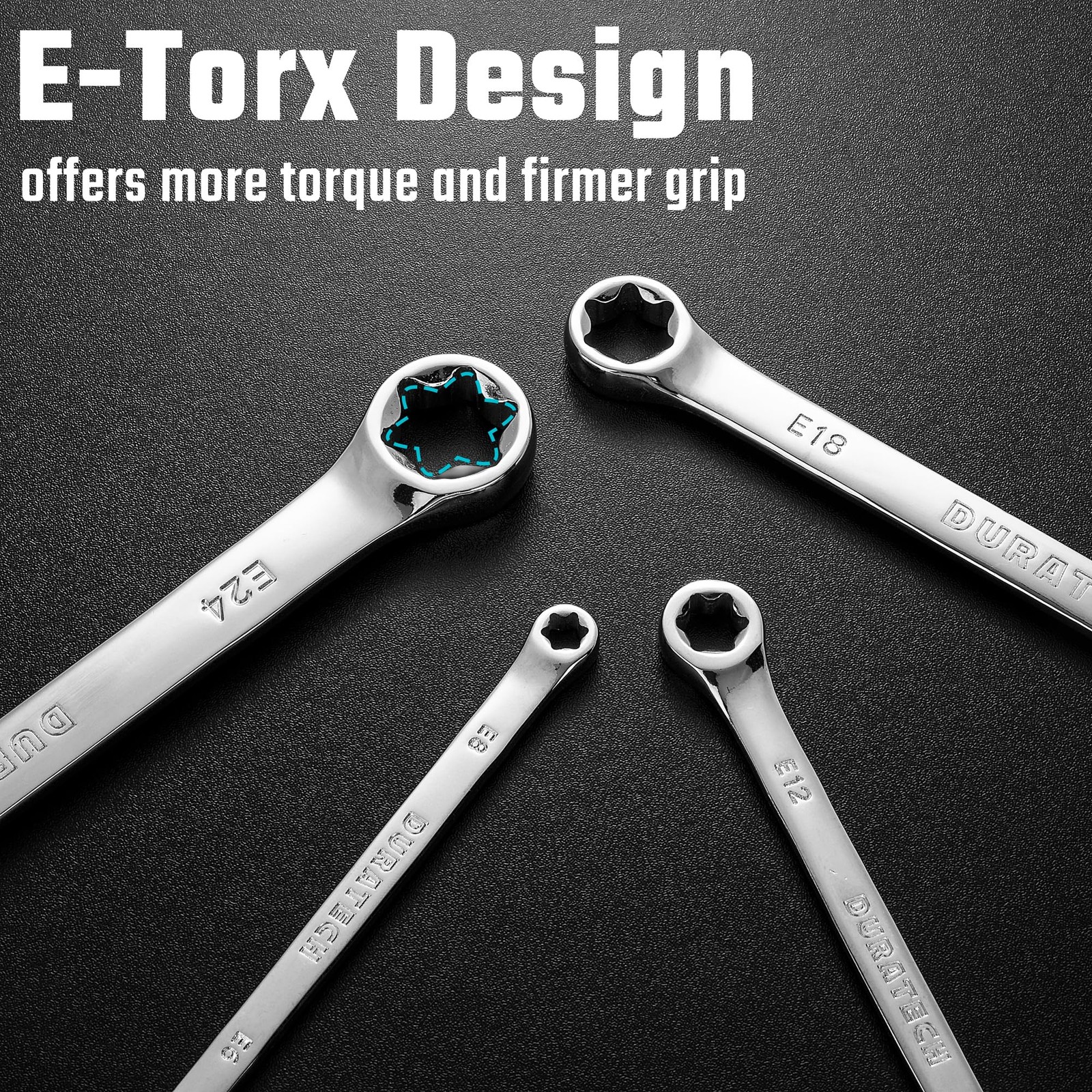 DURATECH 4-Piece E-Torx Wrench Set, Double Box End CR-V Silver
