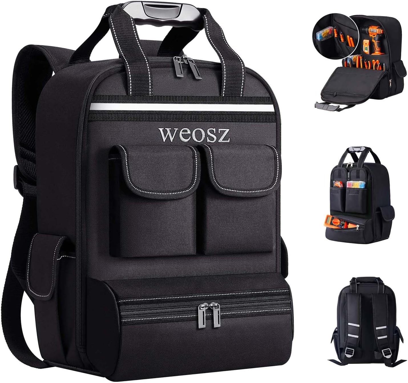 Tool Backpack for Men 18 Inch Heavy Duty Waterproof Multiple Pockets Tool Bag Or