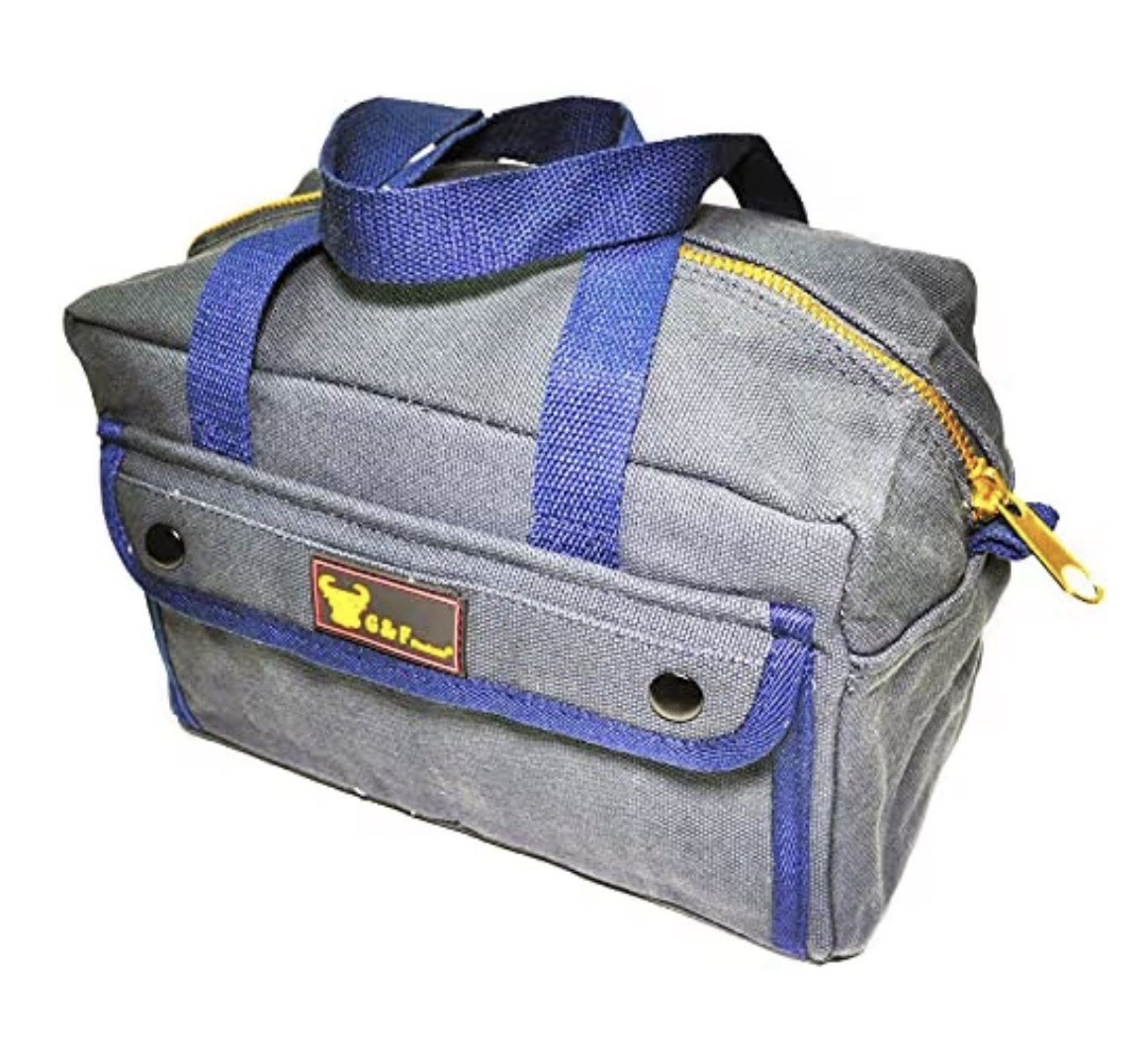 Canvas Tool Bag Navy Blue 10.5” Utility Organizer Travel Electrician Zipper Tote