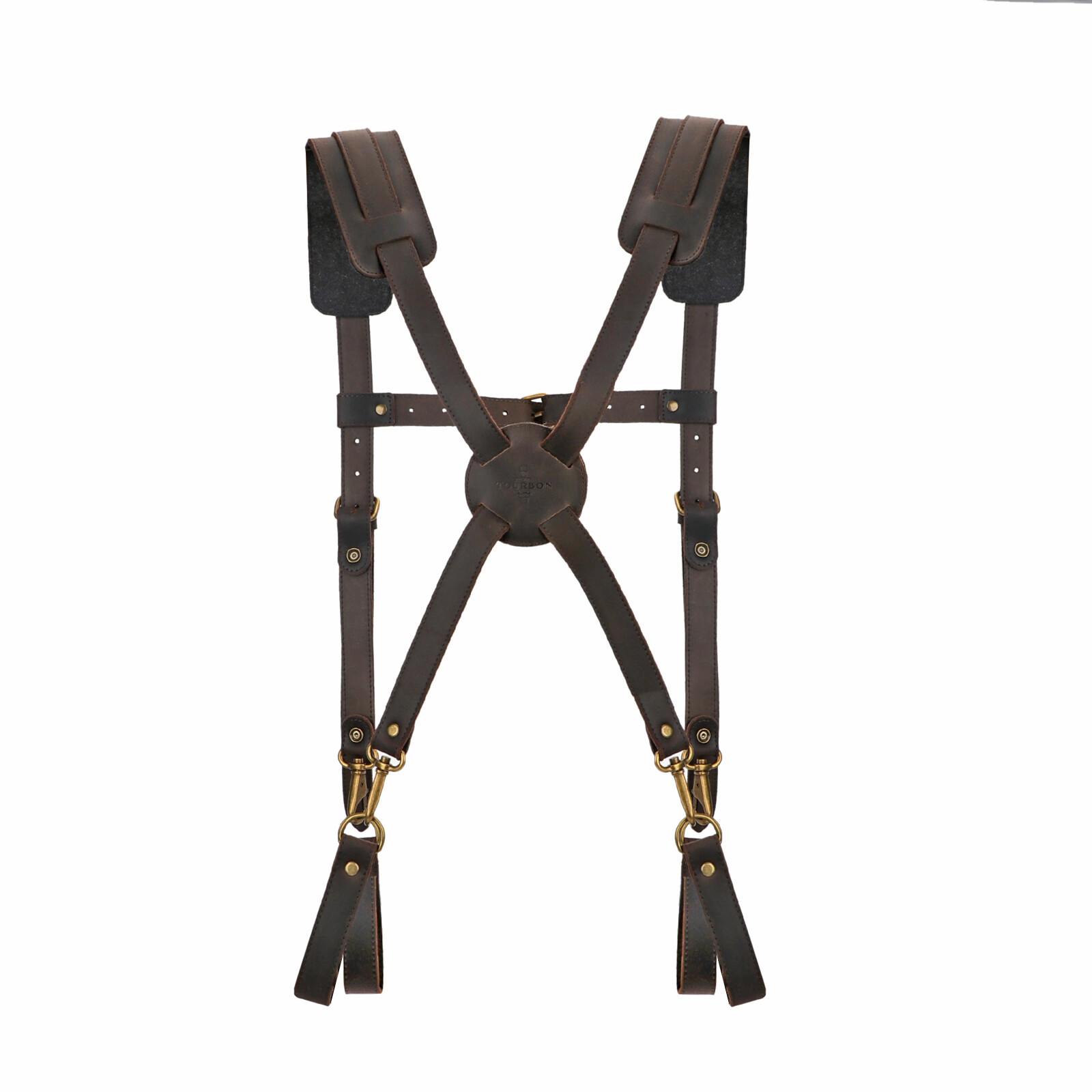 TOURBON Leather Heavy Duty Tool Carry Chest Strap Suspenders Carpenter Hamess US
