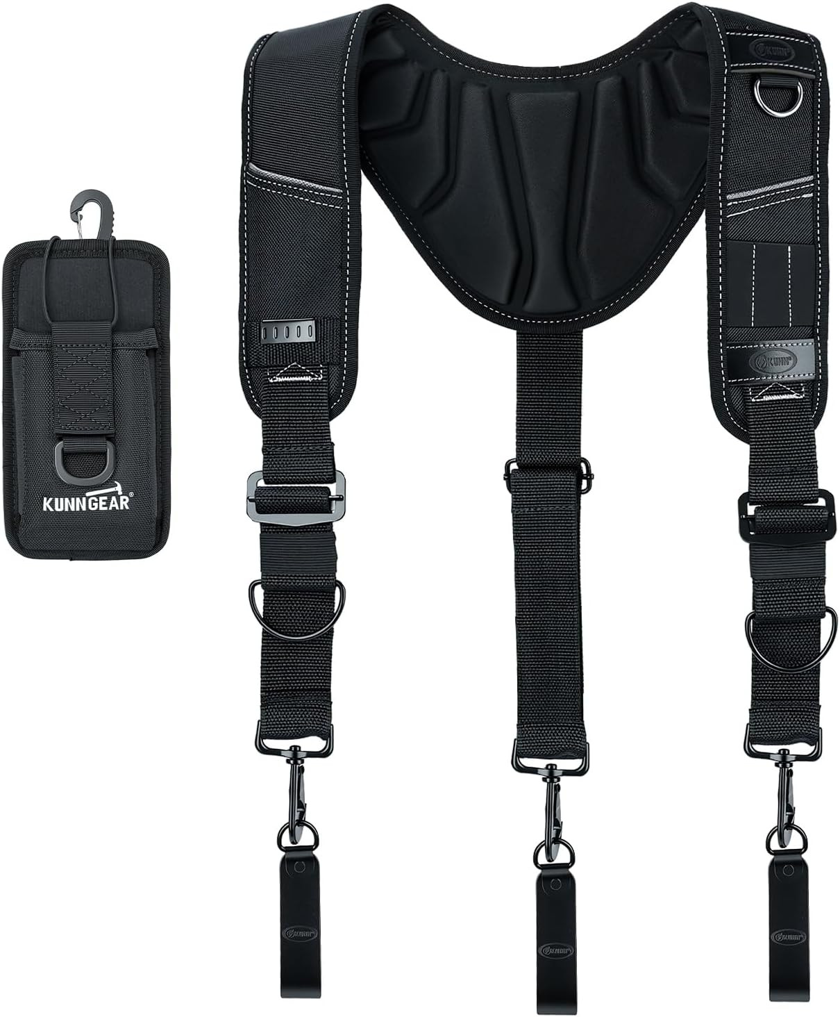 Tool Belt Suspenders with Leather Reinforced, Heavy-Duty Padded Adjustable