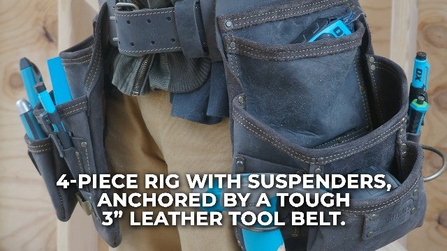 Full Grain Leather Tool Belt 3 Inch Heavy Duty Brass Rivets Double Stitched