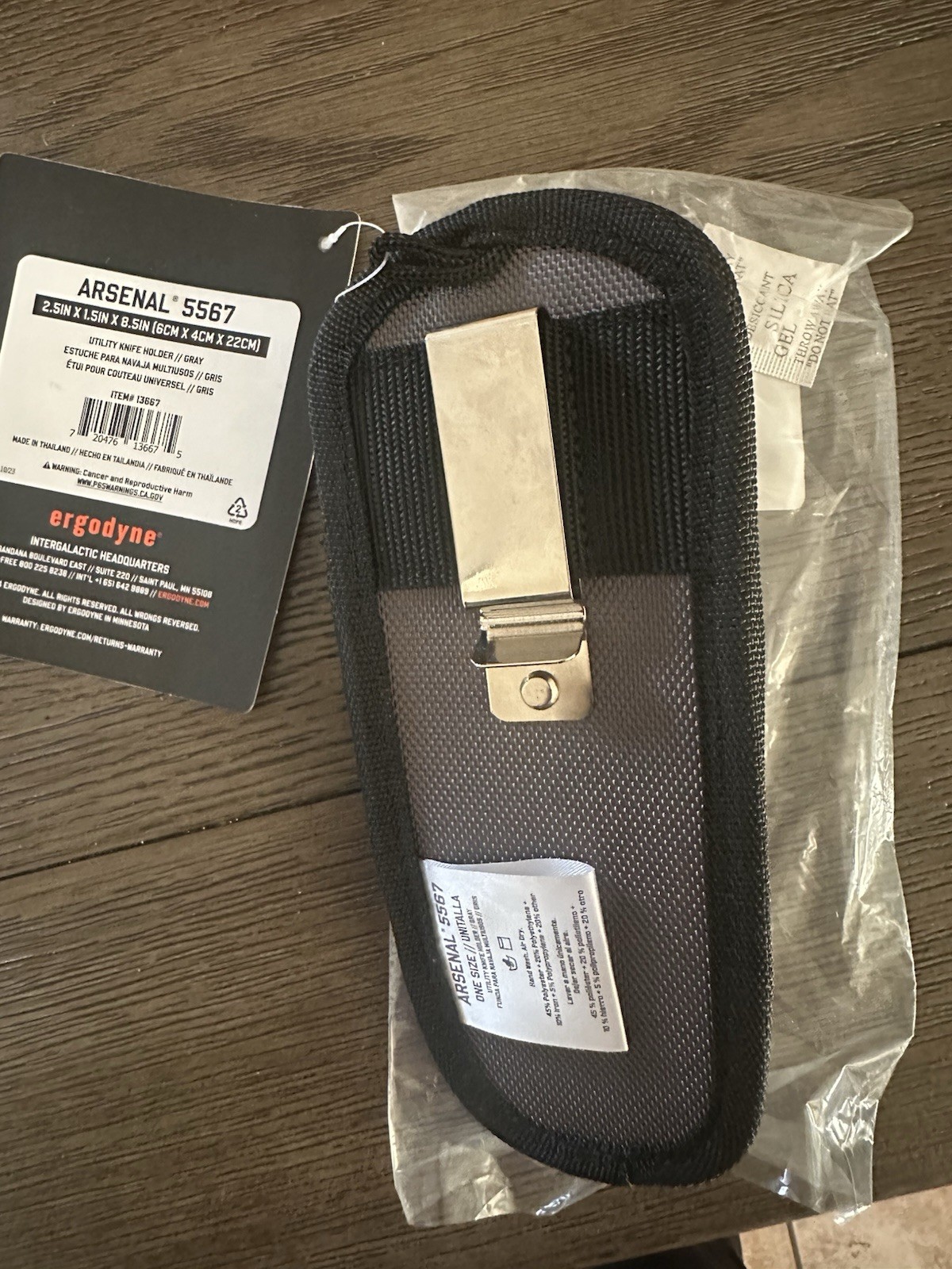 Ergodyne Arsenal 5567 Utility Knife Holder Gray Belt Clip 2.5×1.5×8.5in