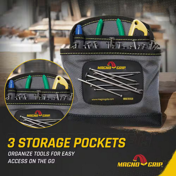 6.5″ Platinum Pro Magnetic Clip-On Nail Utility Pouch Tool Holder