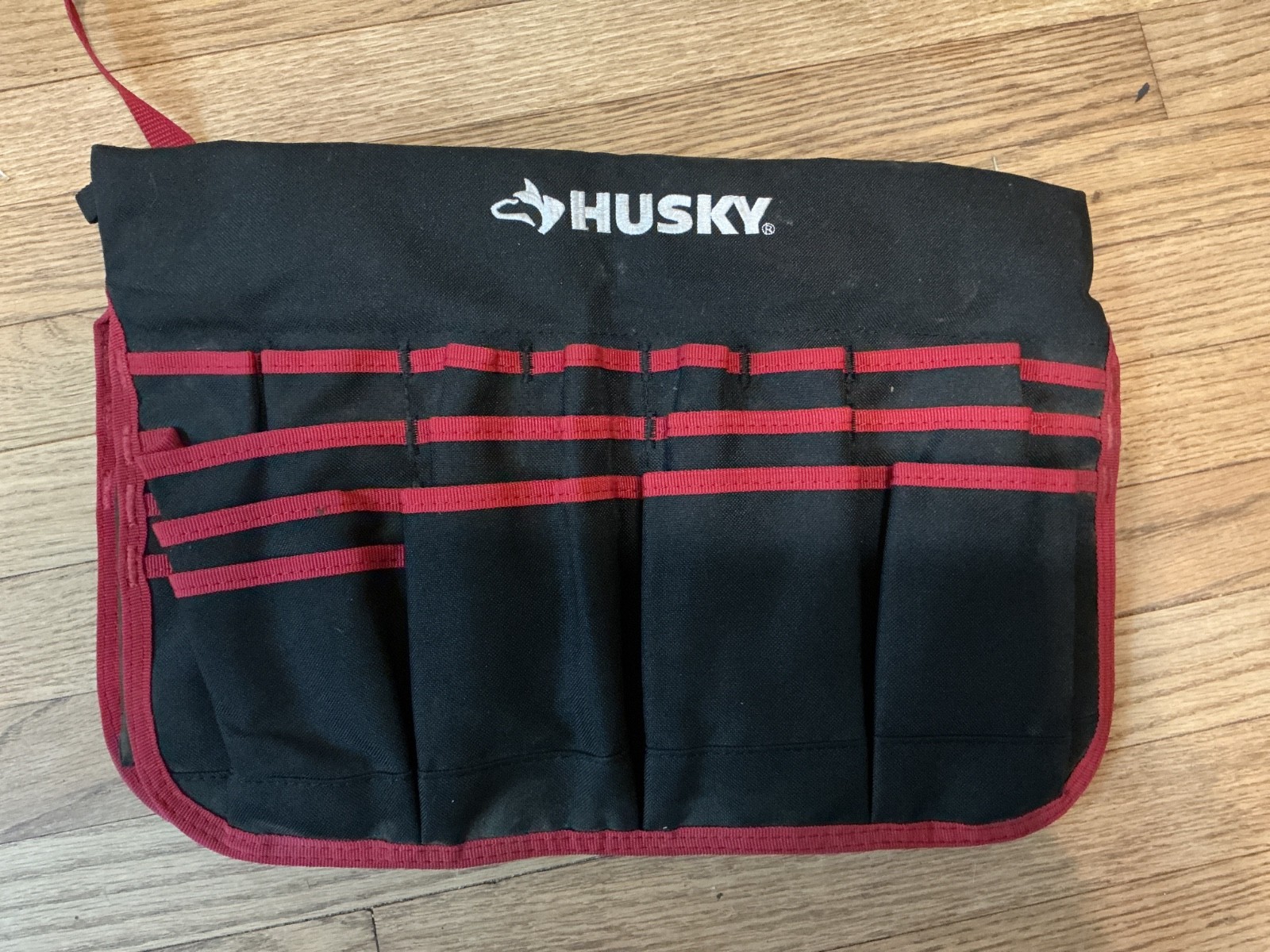 Husky heavy duty tool pouch, 12×18″, black / red