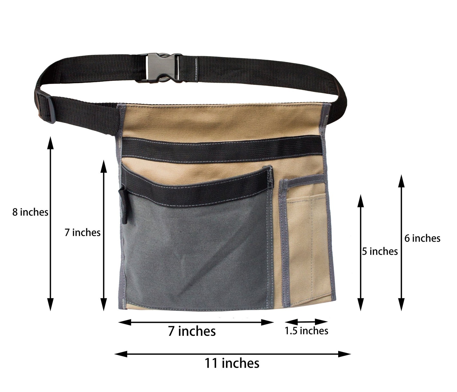 Tool Pouch MDSTOP Single Side Apron with 5 Pockets and 1 10″ x 11″, Khaki