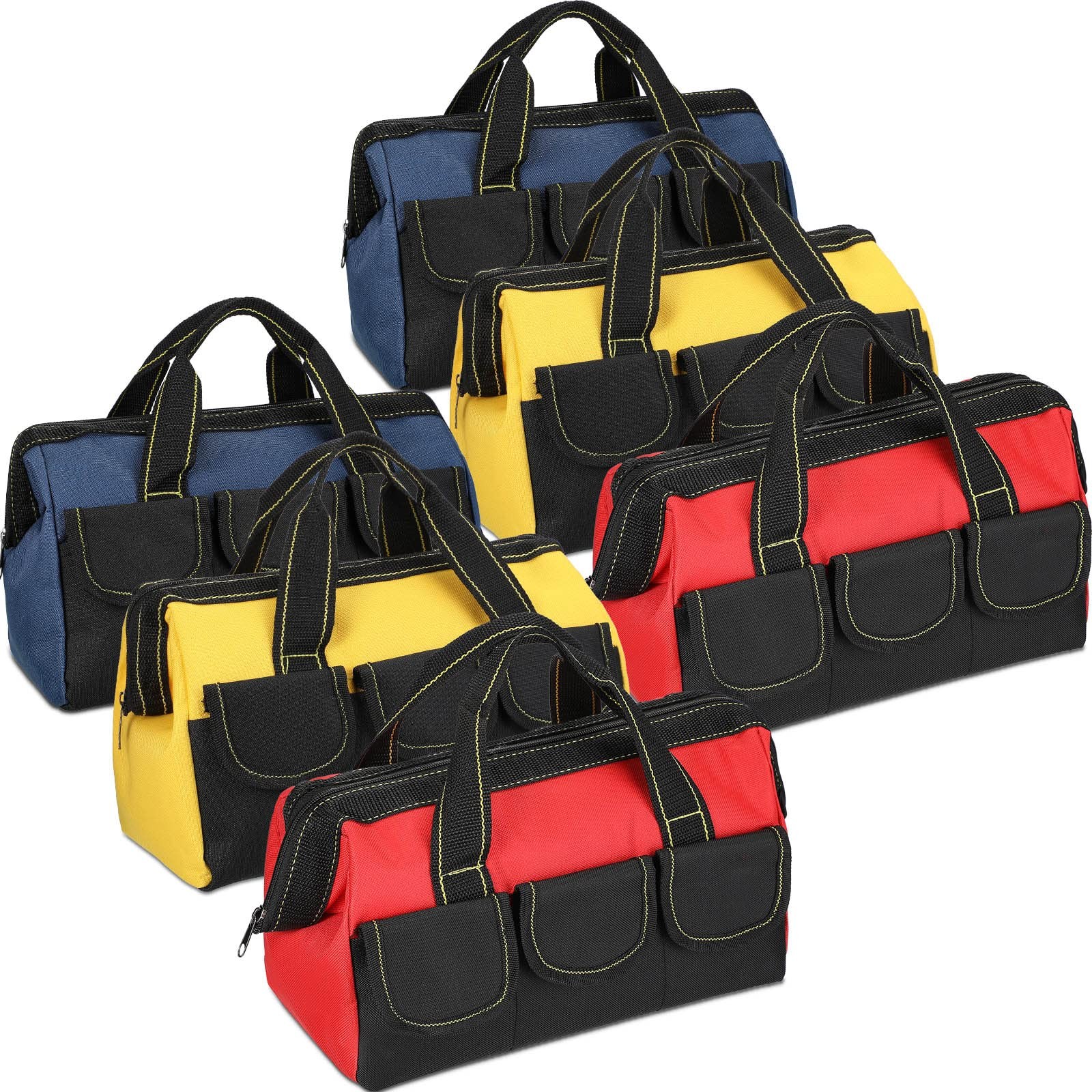 6 Pcs Tool Bag for Men Women Heavy Duty Tool Tote with Waterproof Hard Bottom…