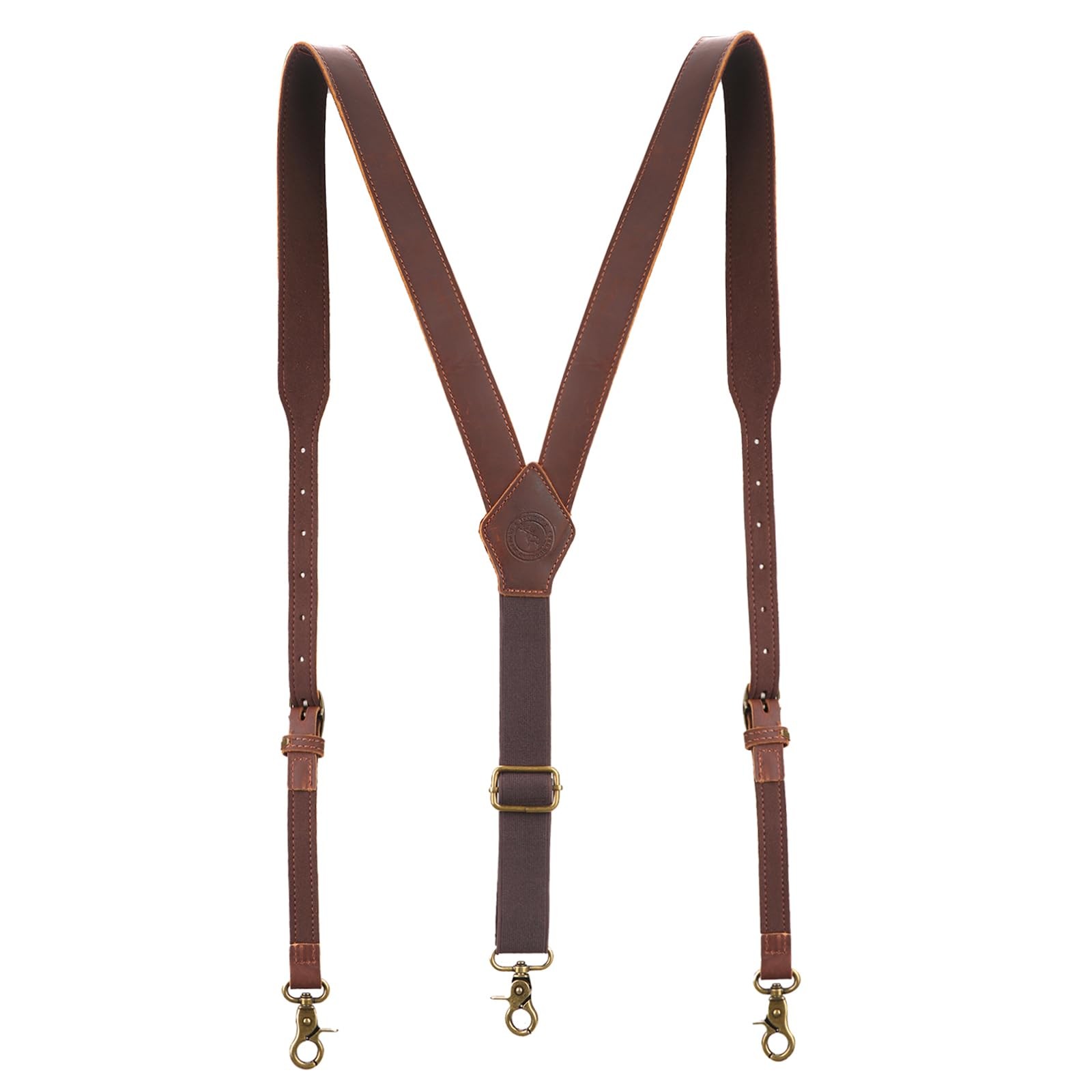Tourbon Genuine Leather Suspenders for Men 89.7 cm x 6.5 x 28 cm, Brown