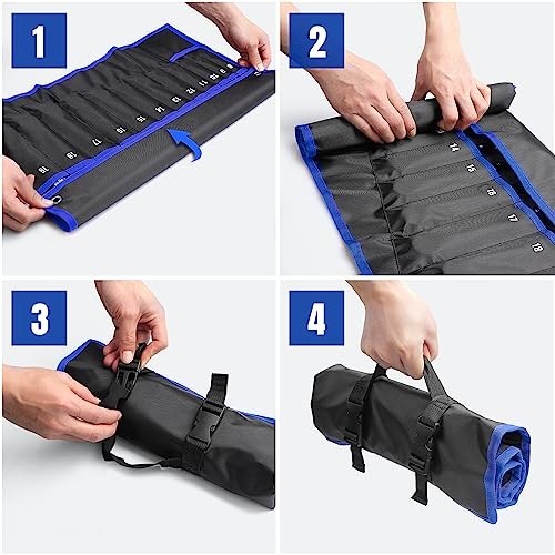 Wrench Roll Up Pouch 12 Pocket Metric 1680D Waterproof Fabric Tool Organizer