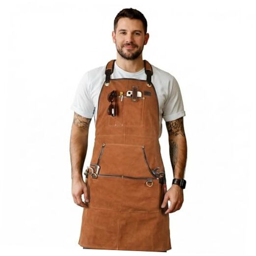 Work Apron – Heavy Duty Woodworking Apron for Men with Tool M to XXL Tan