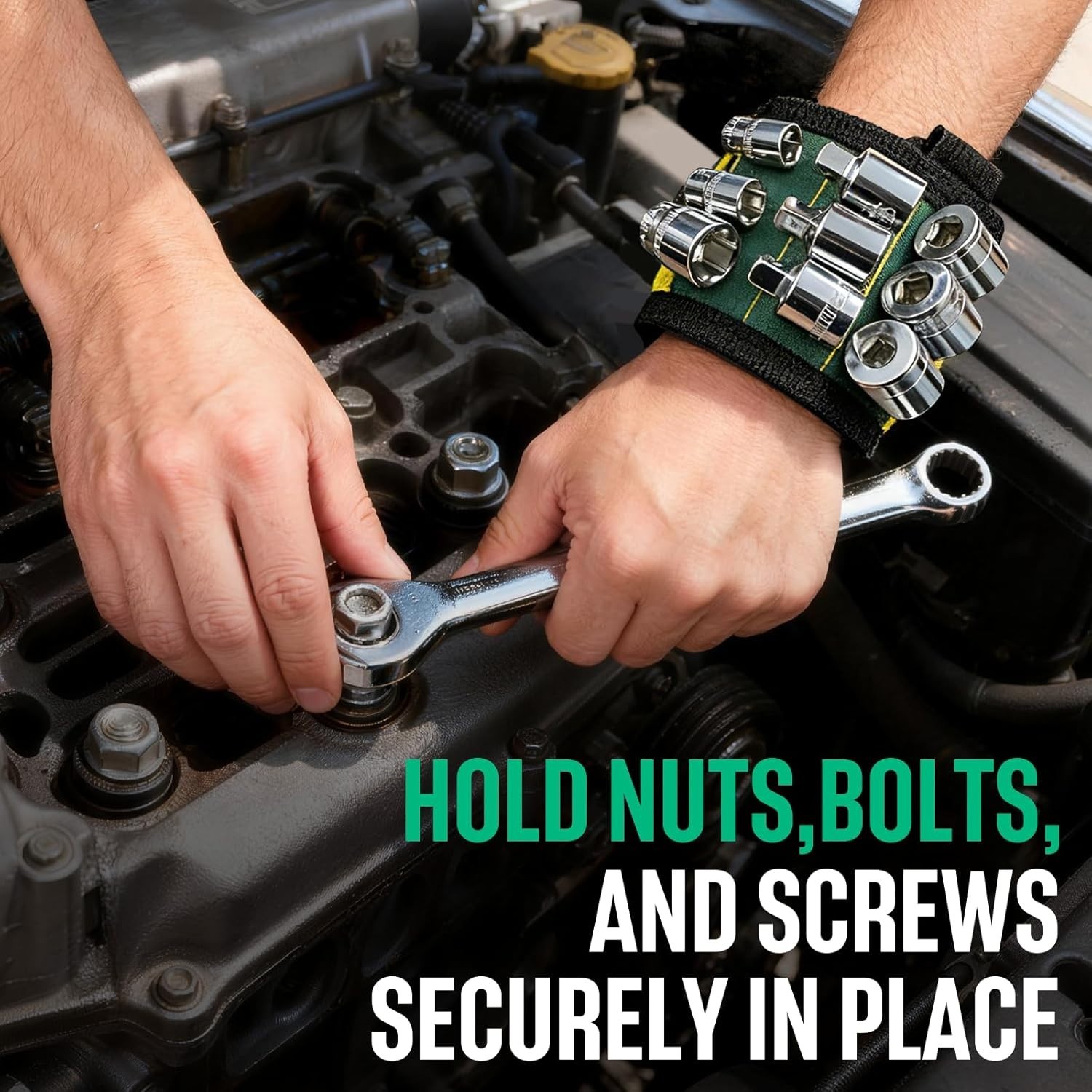 Heavy-Duty Magnetic Tool Wristband with 3 LED Flashlights – Perfect Gift for Men