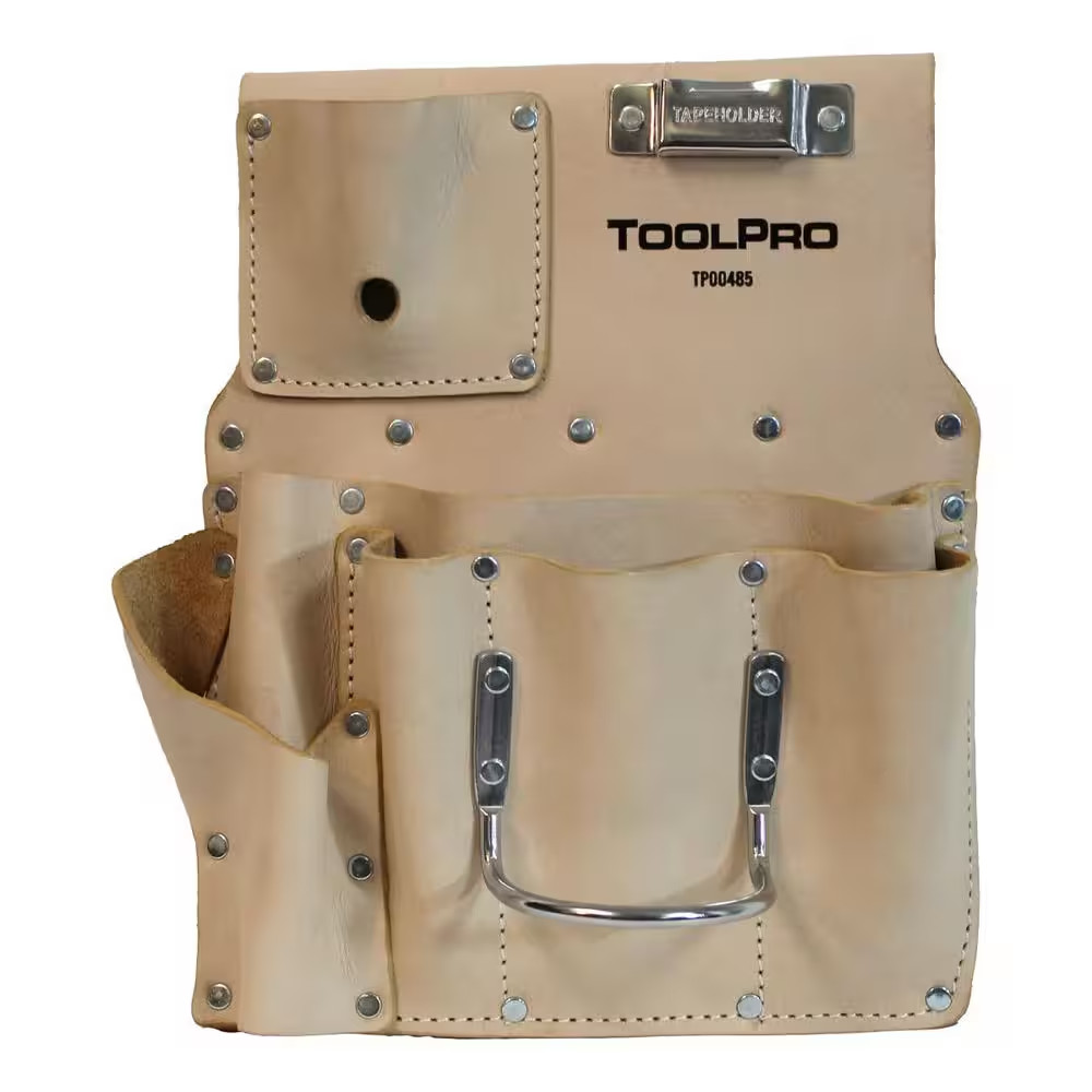 Top Grain Leather Left Handed 8 Pocket Drywall Pouch