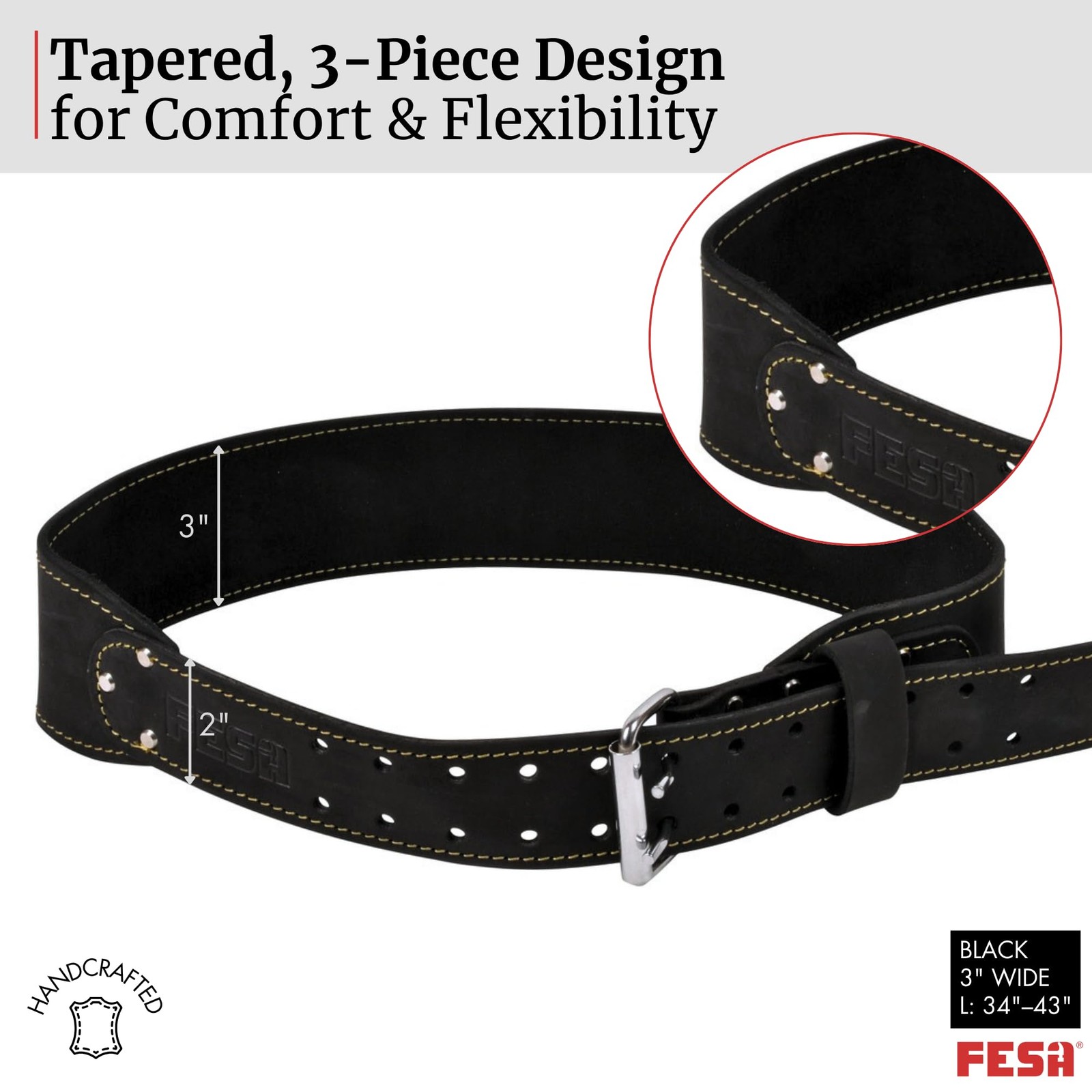 Men’s Leather Tool Belt – Leather Tool Pouch Belt Adjustable from 34”-43” – T…
