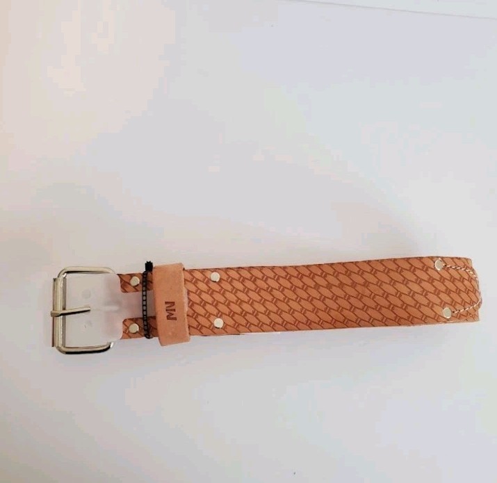 McGuire Nicholas 960 Roller Buckle Belt 2″ Tan Saddle Leather 41 Heavy Duty NEW