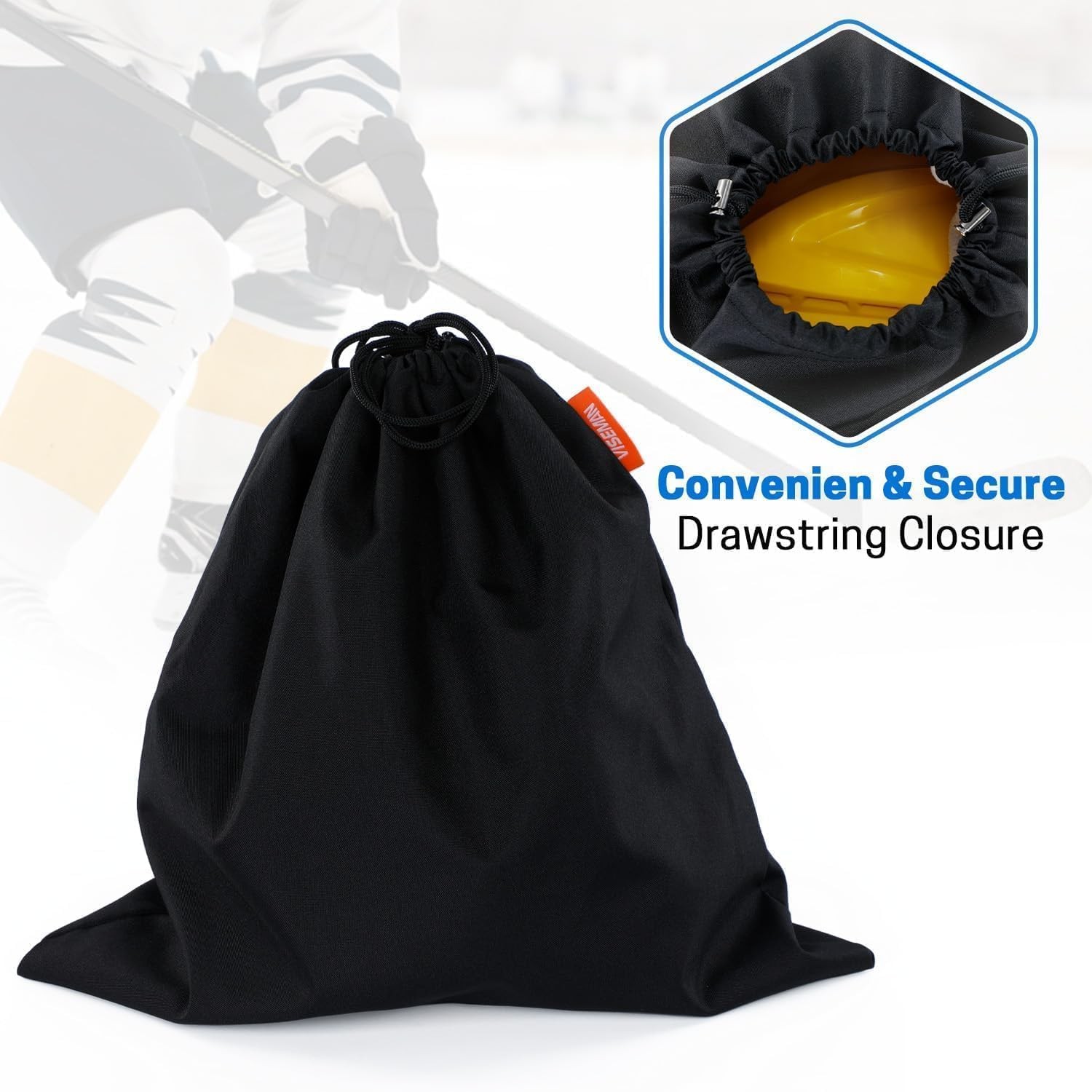 FleeceLined Helmet Bag, WaterResistant Polyester, Drawstring Locking, 15×16″