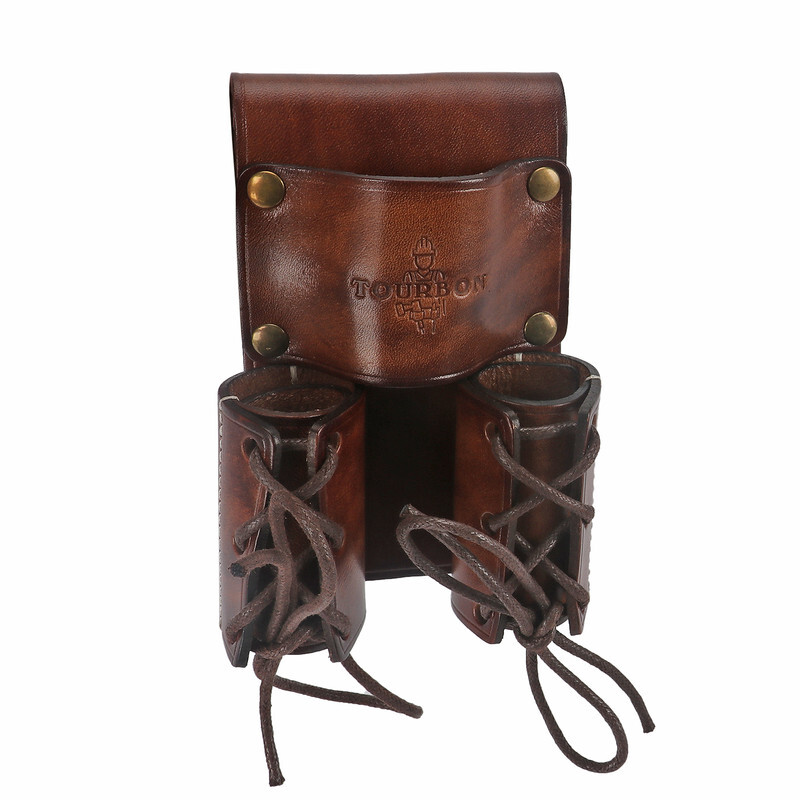 TOURBON Leather Spud Wrench Tool Iron Double Worker Bull Pin Holder Belt Pouch