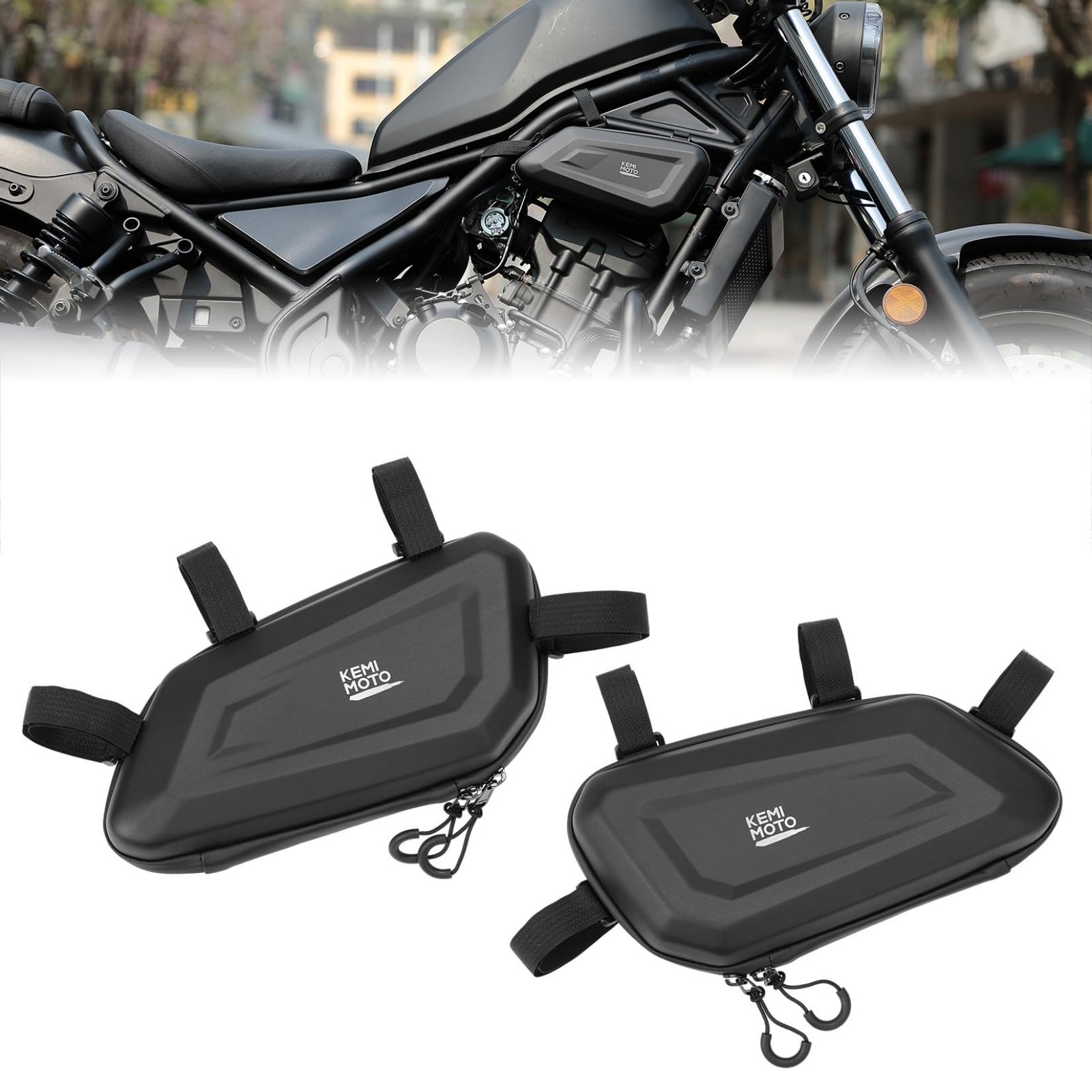 KEMIMOTO Motorcycle Side Bag, EVA Hard Shell Tool Bags Compatible with Rebel 300