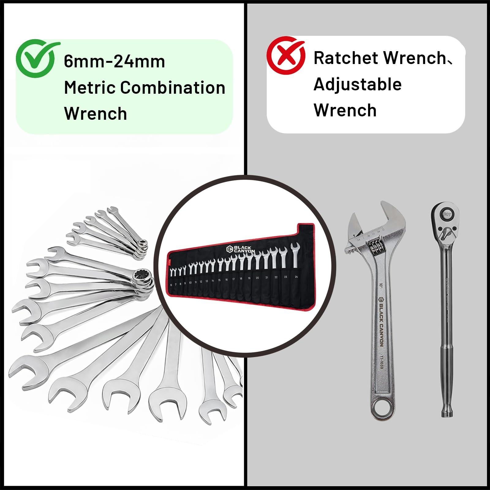 Wrench Pouch, Wrench Pouch Roll Up, 19 Pockets, Ranging of 6-24 mm, Waterproo…