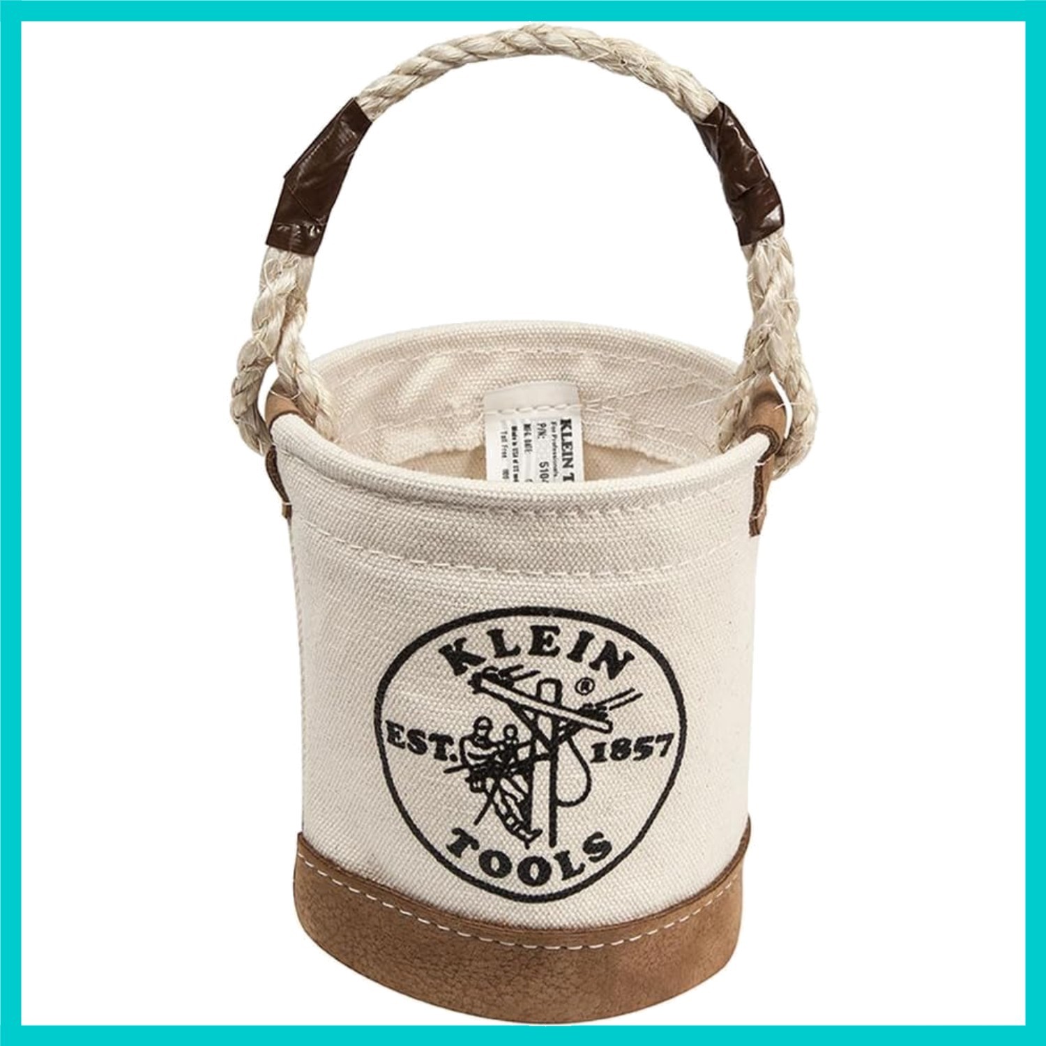 All-Purpose Mini Tool Bucket with Leather Base & Reinforced Rope Handle, 6-Inch