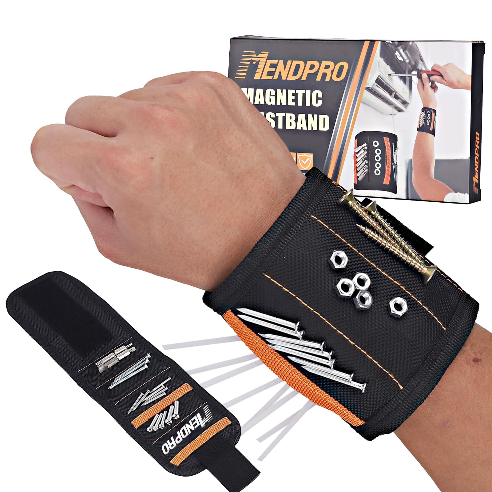 Magnetic Wristband for Tools, Screws, Nails and Drill Bits, Made from 15 Stro…