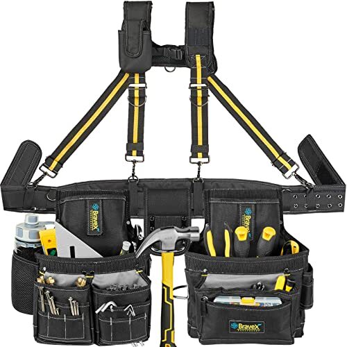 Tool Pouch Tool Belt with Suspenders Electrician Tool Belts Carpenter for men